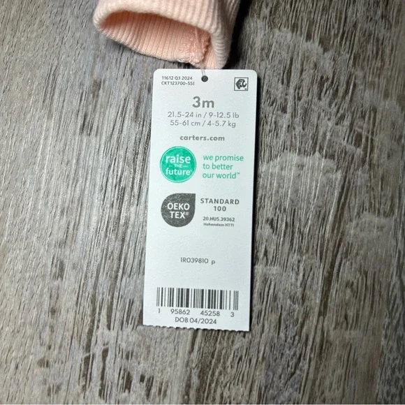 Carter's 3m Girls Peach Pink Bear Baby Matching 3-piece Set - Picture 9 of 10